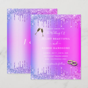 Carte Faire-part de mariage Purple Pink Gold Drive