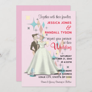 Carte Faire-part de mariage rétro 5 pouces x 7 pou