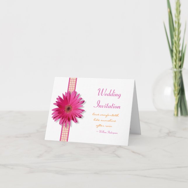 Carte Faire-part de mariage rose Gerbera Daisy (Devant)