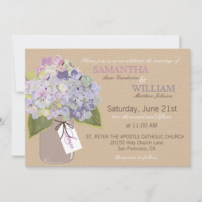 Carte Faire-part de mariage Rustique Hydrangea Bur (Devant)