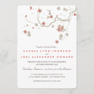 Carte Faire-part de mariage Sakura blanche