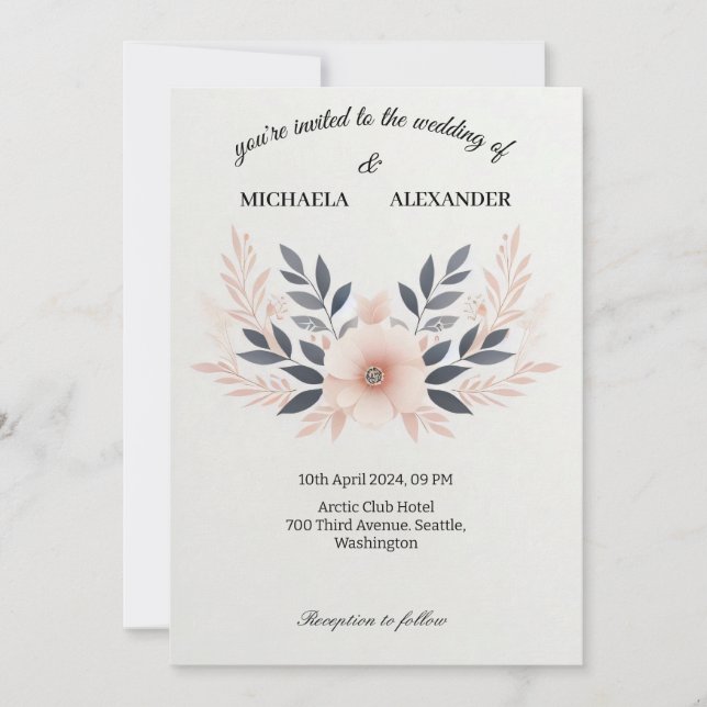 Carte faire-part de mariage simple (Devant)