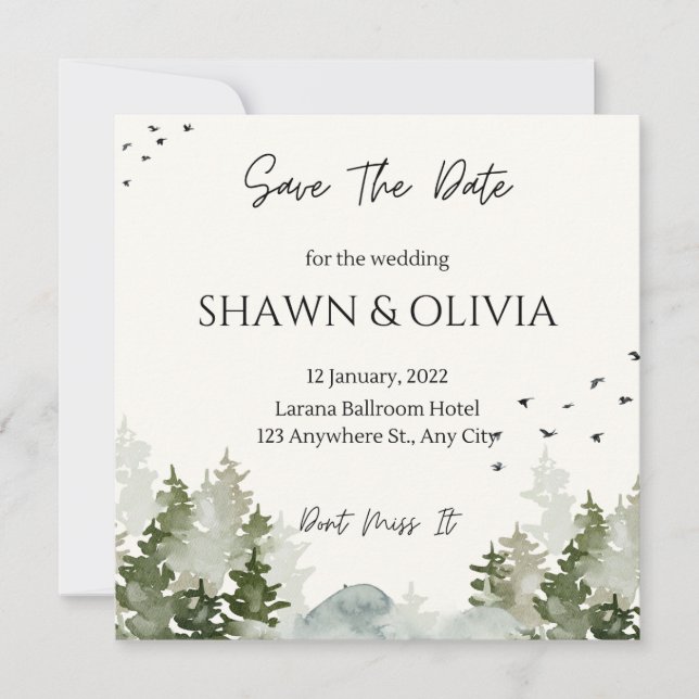 Carte faire-part de mariage Simple Enregistrer La  (Devant)