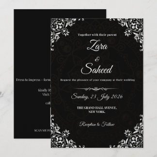 Carte Faire-part de mariage simple noir et blanc