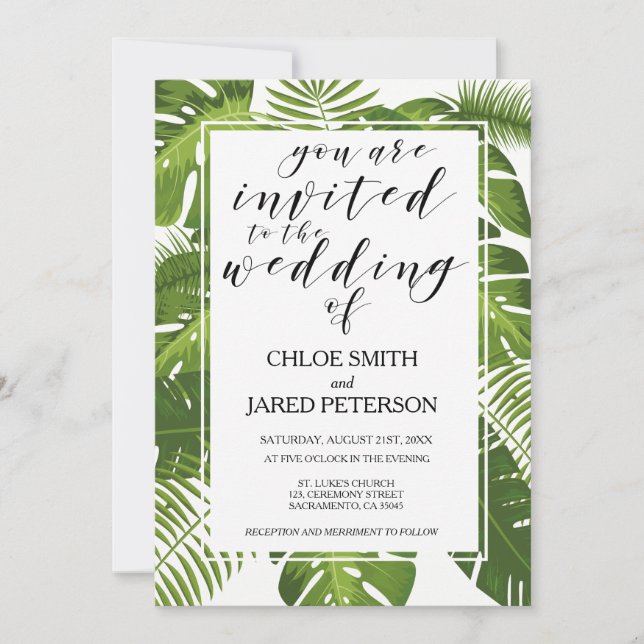 Carte Faire-part de mariage tropicale (Devant)