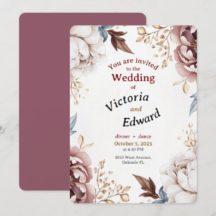 Carte Faire-part de mariage Victorian Peony Luxe