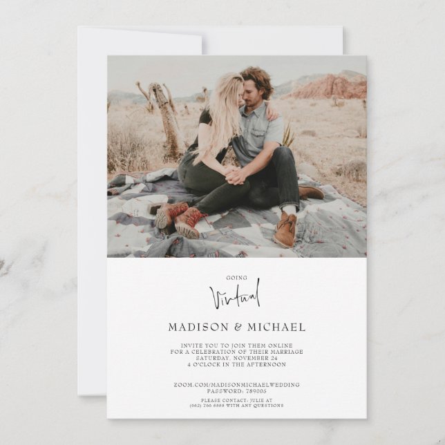 Carte Faire-part de mariage virtuelle photo modern (Devant)