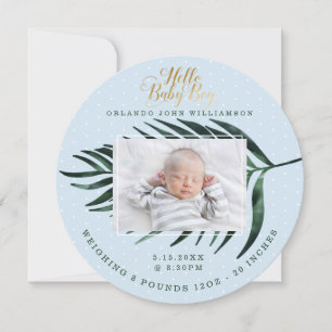 Carte Faire-part de naissance bébé garçon Palme tr