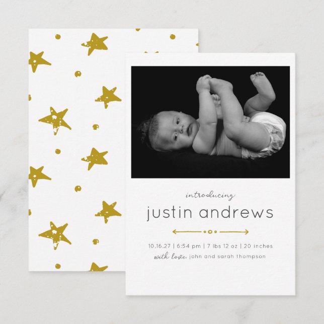 Carte Faire-part de naissance bébé moderne (Devant / Derrière)