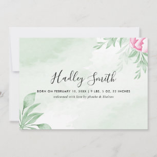 Carte Faire-part de naissance Boho Watercolor Euca