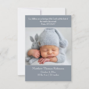 Carte Faire-part de naissance chrétienne - Gris et