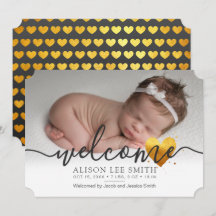Carte faire-part de naissance de bienvenue au coeu