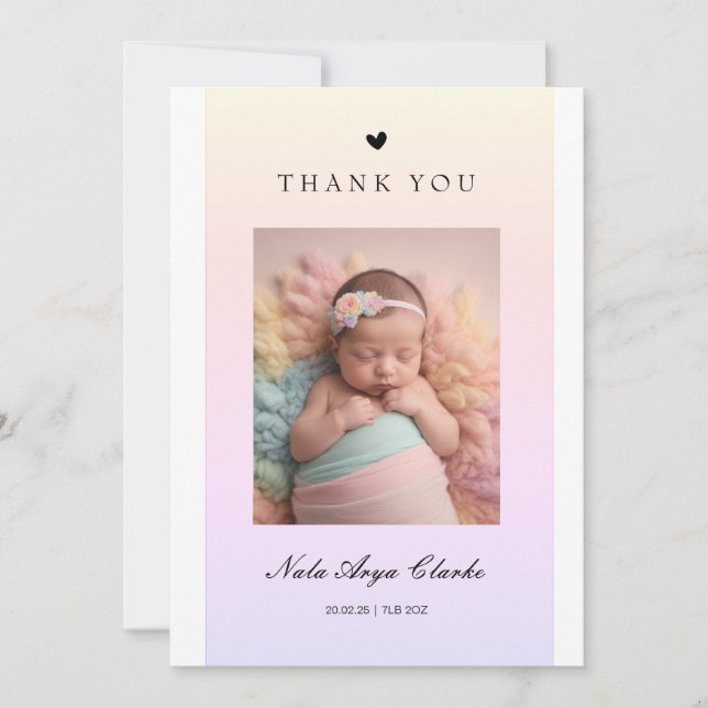 Carte faire-part de naissance fille mignonne avec  (Devant)