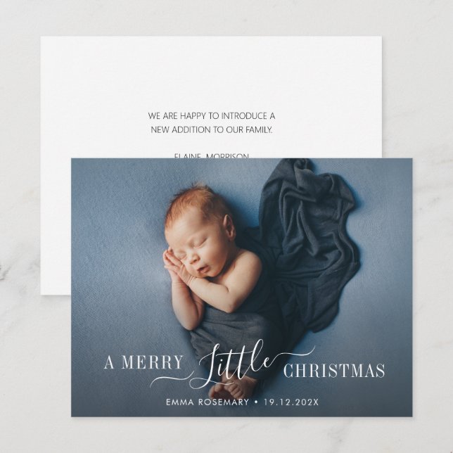 carte faire-part de naissance moderne de noël (Devant / Derrière)