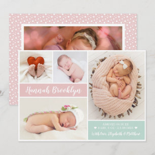 Carte Faire-part de naissance multi-photo moderne