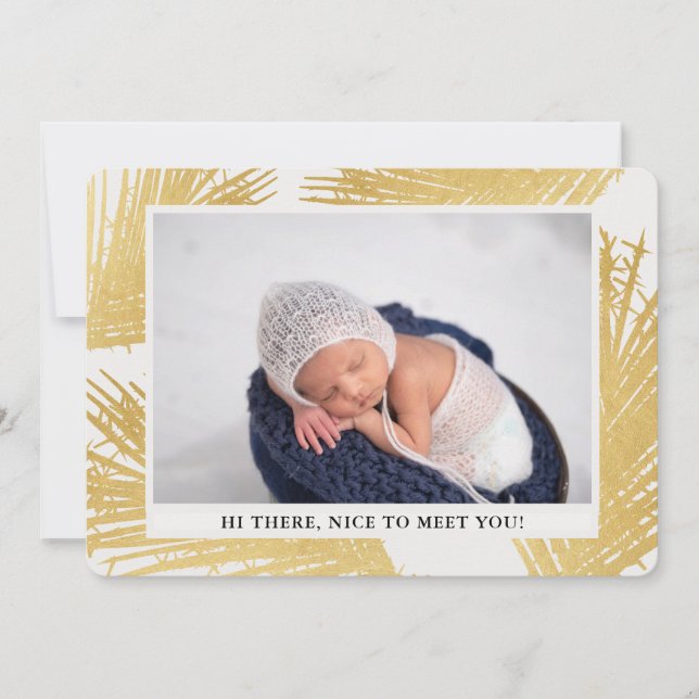 Carte Faire-part de naissance neutre Tropical Gold (Devant)