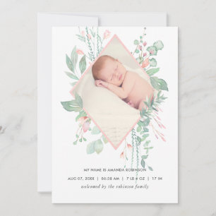 Carte Faire-part de naissance Pastel Blush Greener