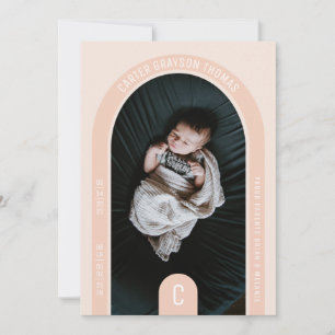 Carte Faire-part de naissance photo Monogram Arch