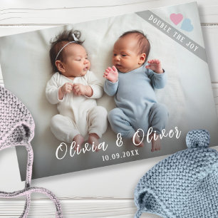Carte Faire-part de naissance photo Twins