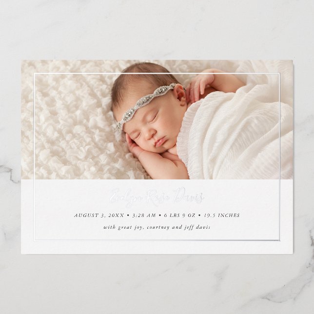 Carte Faire-part de naissance Shimmer 3 Photo Real (Recto)