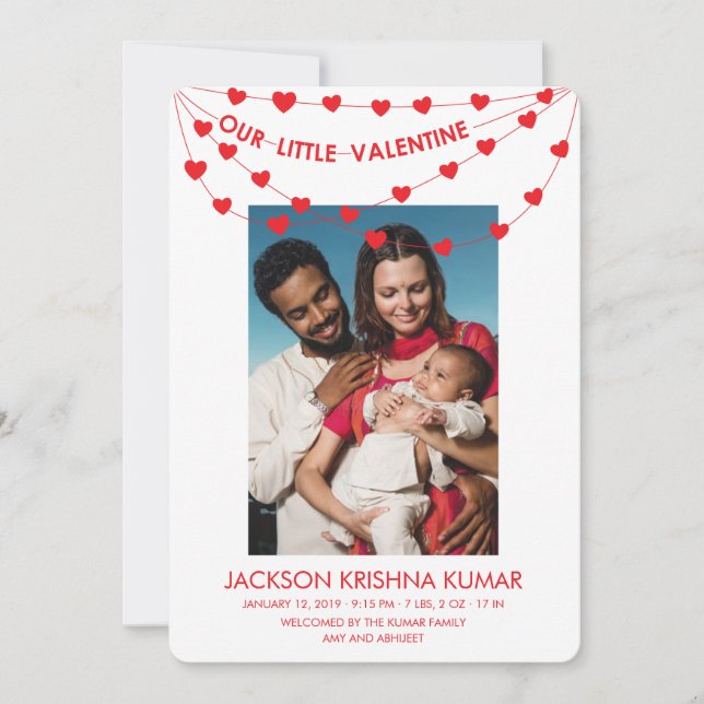 Carte Faire-part de naissance unique Little Valent (Devant)
