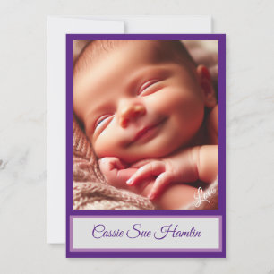 Carte Faire-part plat pour bébé fille