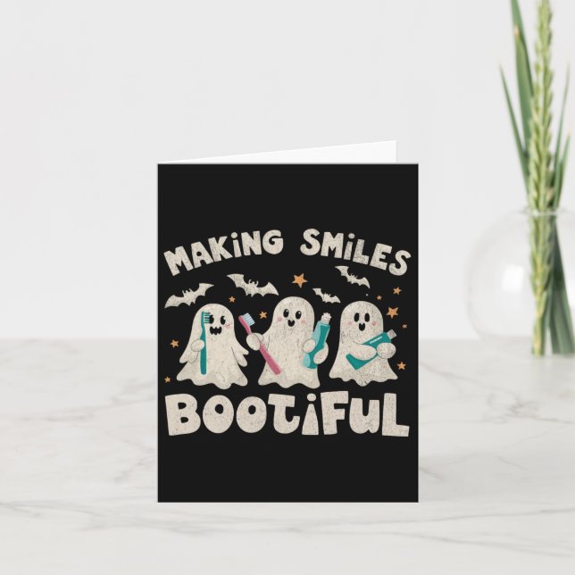 Carte Faire sourire Botieux Halloween drôle Fantôme Dent (Devant)