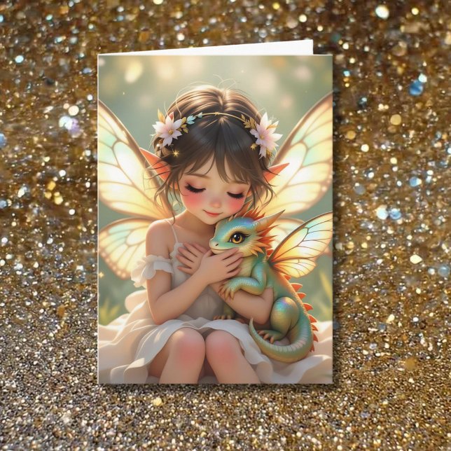 Carte Fairy and Dragon Ethereal Girl's Birthday (Créateur téléchargé)