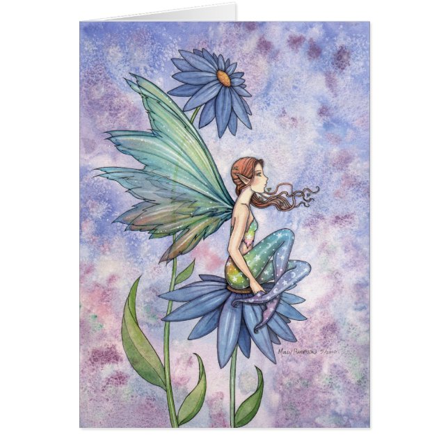 Carte Fairy Blue Daisy par Molly Harrison (Devant)