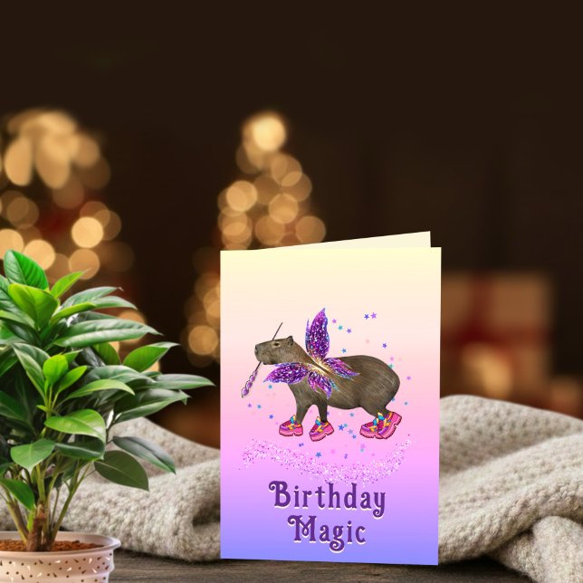 Carte Fairy Capybara Birthday Magic (Créateur téléchargé)