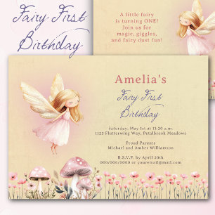 Carte Fairy First Theme Fille 1ère Fête d'Anniversaire P
