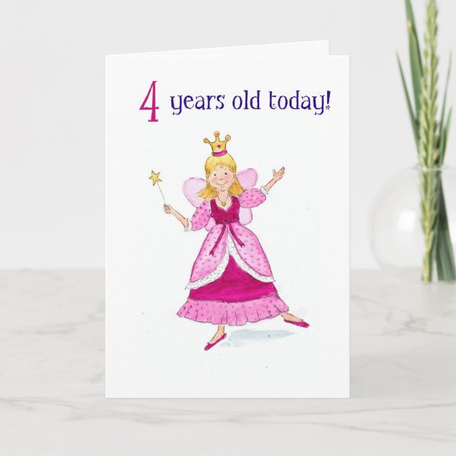 Carte Fairy Princess 4th Birthday Card (Devant)