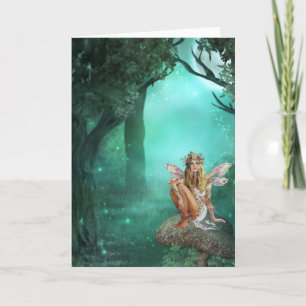 Carte Fairy Sitting on a Mushroom Patch Greeting Card