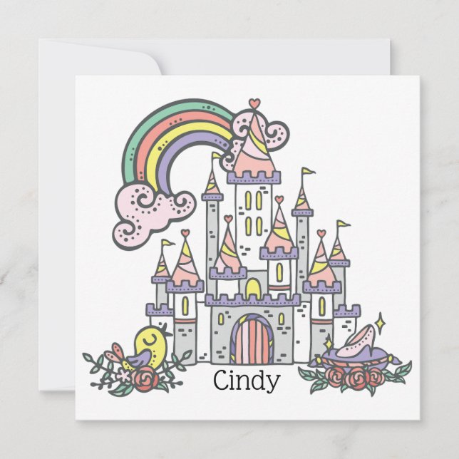 Carte Fairytale Castle Princess Nom personnalisé (Devant)