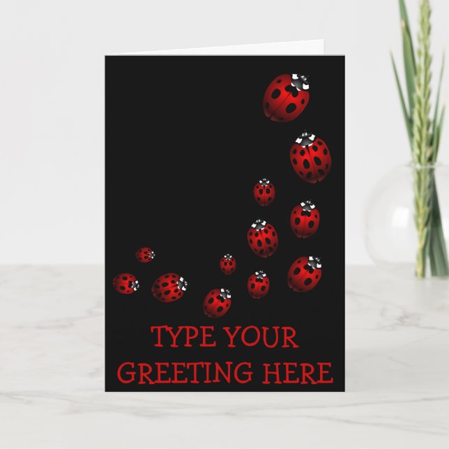 Carte faite sur commande d'art de coccinelle de (Devant)