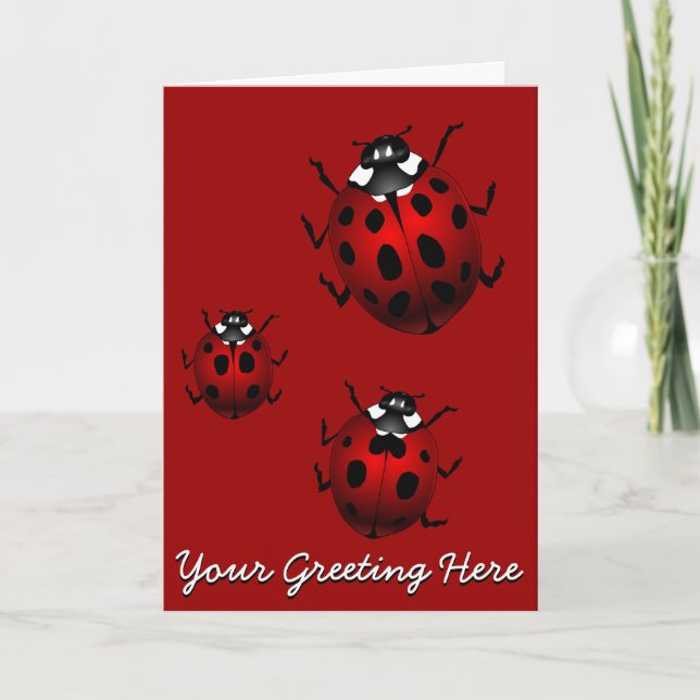 Carte faite sur commande d'art de coccinelle de (Devant)