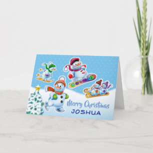 Carte faite sur commande de bonhommes de neige de