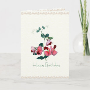 Carte faite sur commande de pois doux de rose