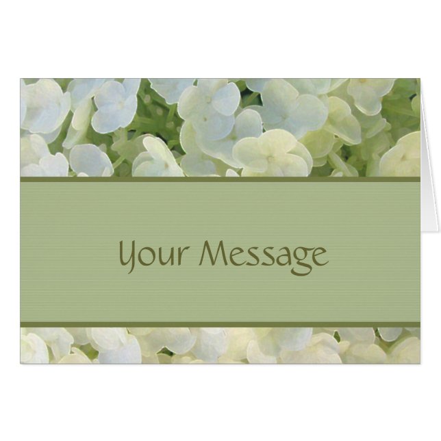 Carte faite sur commande d'hortensia blanc (Devant horizontal)