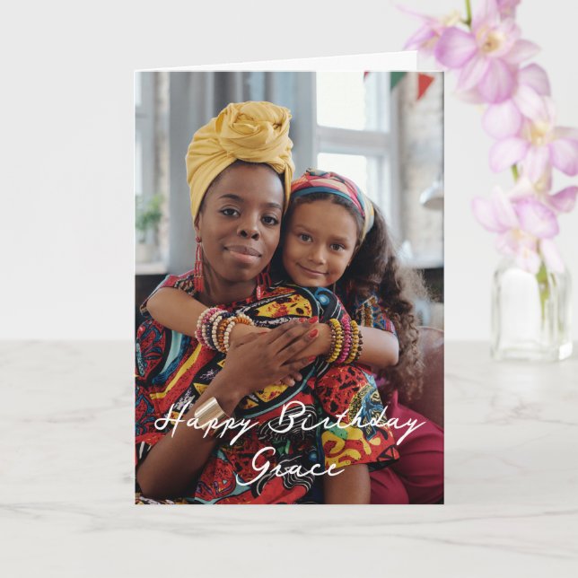 Carte Faites de votre propre photo un joyeux anniversair (Orchidée)