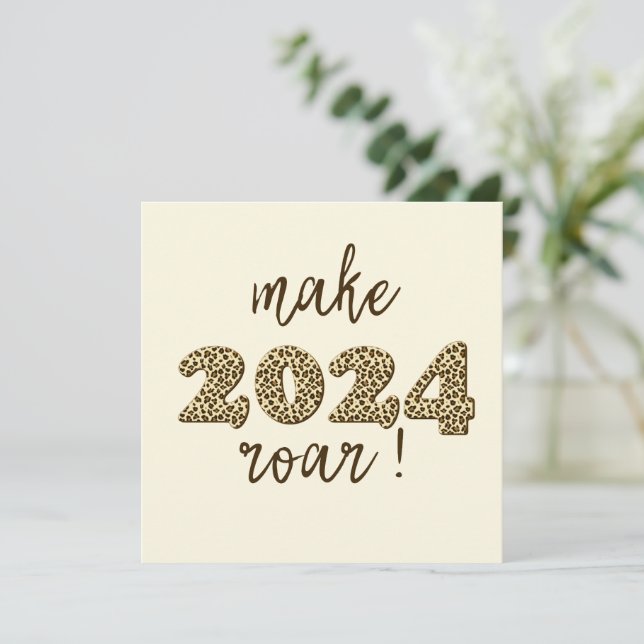 Carte Faites rugir 2024 ! Fun empreinte de léopard Nouve (Debout devant)