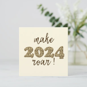 Carte Faites rugir 2024 ! Fun empreinte de léopard Nouve