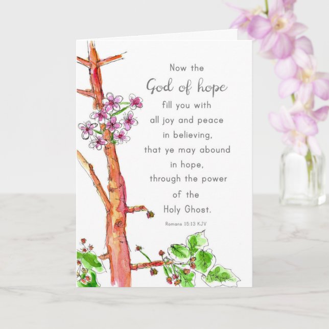 Carte Faith Hope Bible Écriture Romains 15 Religieux (Orchidée)