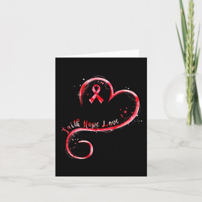 Carte Faith Hope Love Burgundy Ribbon Cerveau Aneurysm A (Devant)