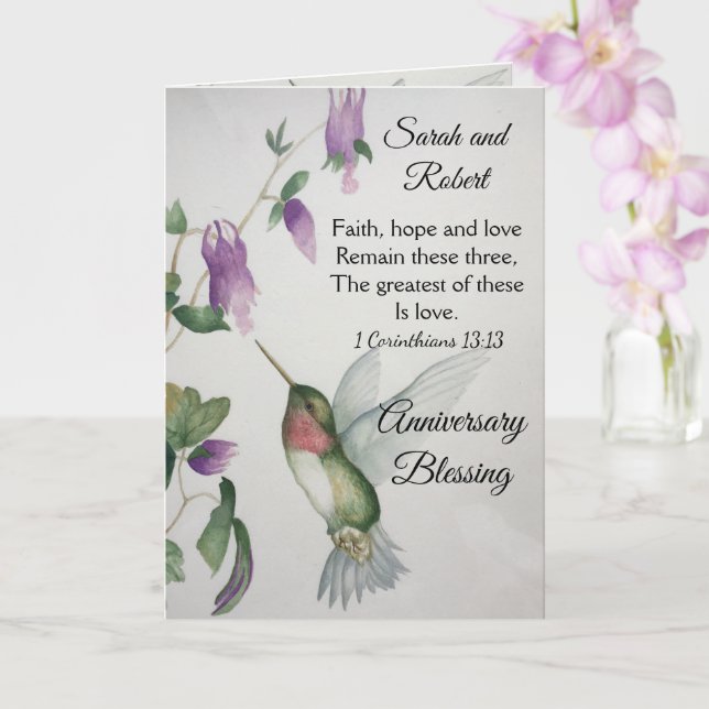 Carte Faith Hope Love Couple Anniversaire Bénédiction (Orchidée)