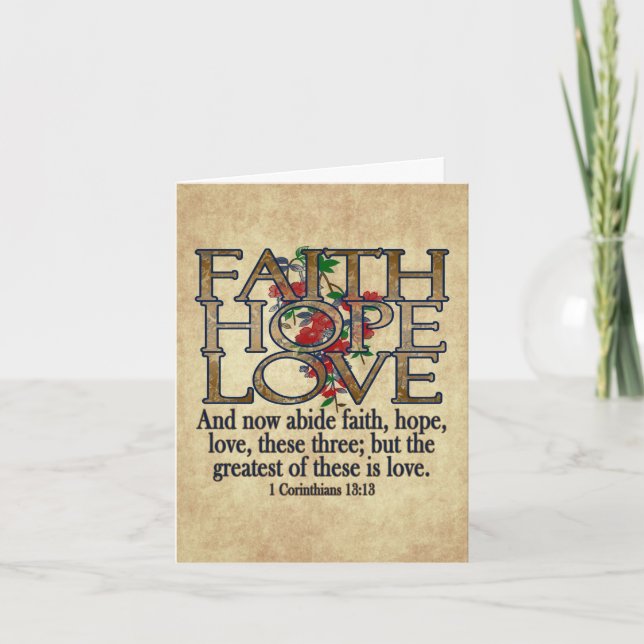 Carte Faith Hope Love Élégante Bible Écriture Christian (Devant)