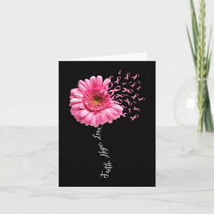 Carte Faith Hope Love Pink Ribbon Daisy Flower Breast C