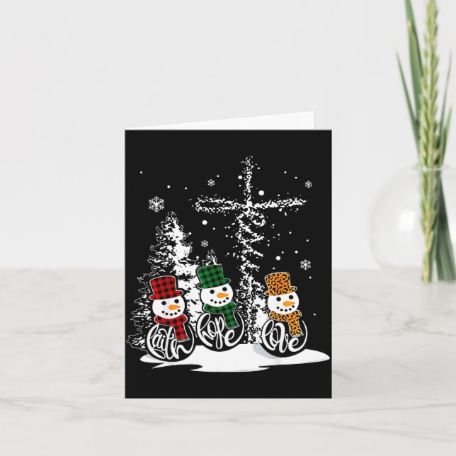 Carte Faith Hope Love Snowman Jesus Christian Tree Chris (Devant)