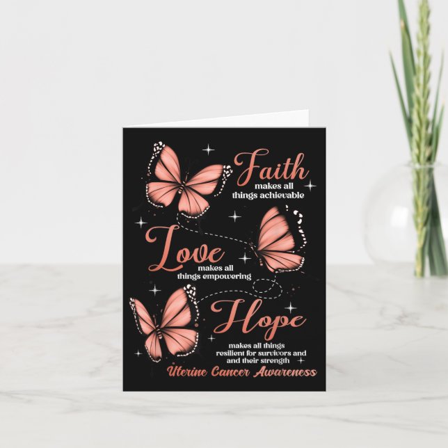 Carte Faith Love Hope Papillon utérin Sensibilisation au (Devant)