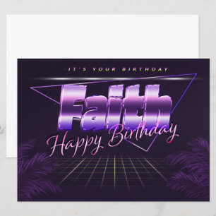 Carte Faith Name Prénom lila retro Map Anniversaire